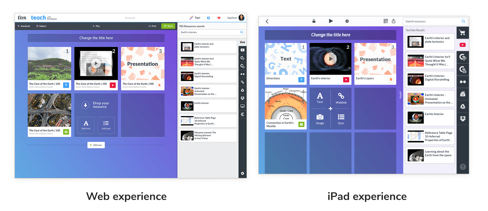 Web and iPad comparison